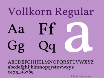 Vollkorn Regular Version 5.001图片样张