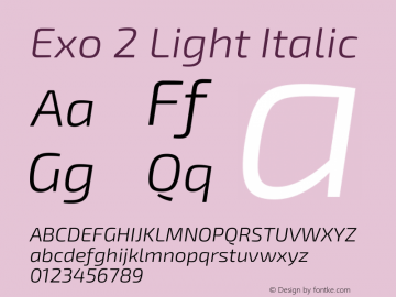 Exo 2 Light Italic Version 2.001图片样张