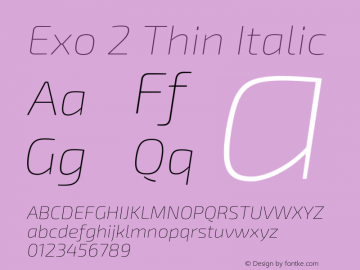 Exo 2 Thin Italic Version 2.001图片样张