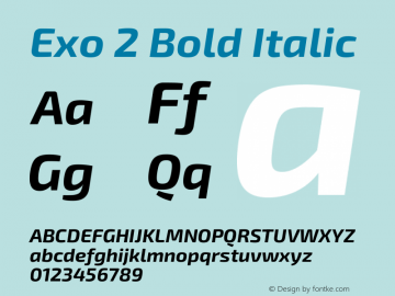 Exo 2 Bold Italic Version 2.001图片样张