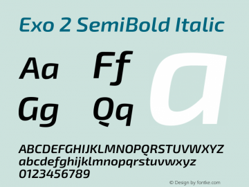 Exo 2 SemiBold Italic Version 2.001图片样张