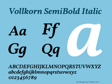 Vollkorn SemiBold Italic Version 5.001图片样张