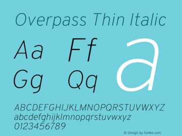 Overpass Thin Italic Version 4.000图片样张