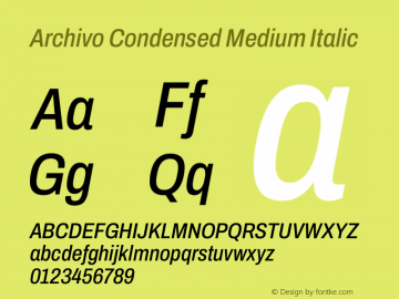 Archivo Condensed Medium Italic Version 2.001图片样张