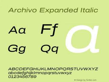 Archivo Expanded Italic Version 2.001图片样张