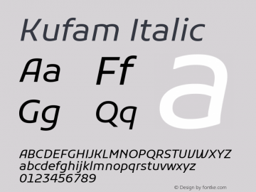 Kufam Italic Version 1.301; ttfautohint (v1.8.3)图片样张