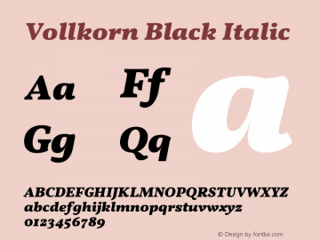 Vollkorn Black Italic Version 5.001图片样张