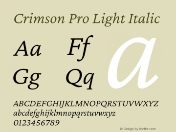 Crimson Pro Light Italic Version 1.003图片样张
