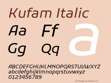 Kufam Italic Version 1.301; ttfautohint (v1.8.3)图片样张