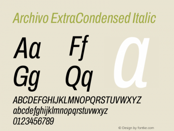 Archivo ExtraCondensed Italic Version 2.001图片样张