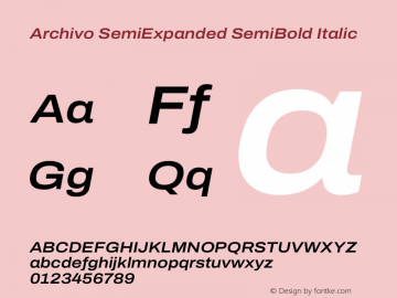 Archivo SemiExpanded SemiBold Italic Version 2.001图片样张