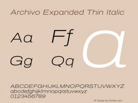 Archivo Expanded Thin Italic Version 2.001图片样张