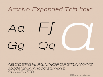 Archivo Expanded Thin Italic Version 2.001图片样张