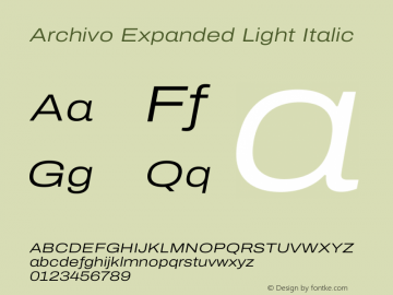 Archivo Expanded Light Italic Version 2.001图片样张