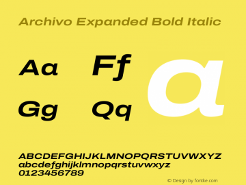 Archivo Expanded Bold Italic Version 2.001图片样张