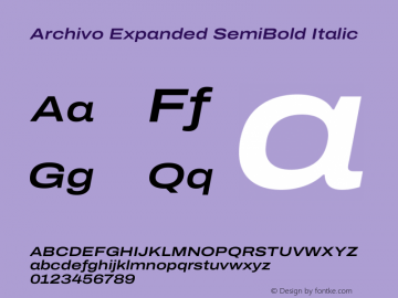 Archivo Expanded SemiBold Italic Version 2.001图片样张