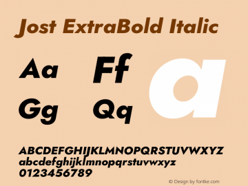 Jost ExtraBold Italic Version 3.710图片样张