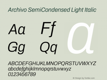 Archivo SemiCondensed Light Italic Version 2.001图片样张