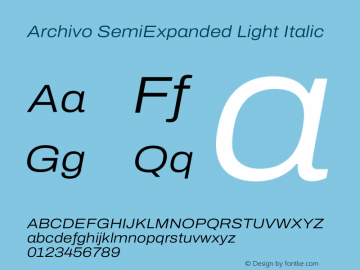 Archivo SemiExpanded Light Italic Version 2.001图片样张