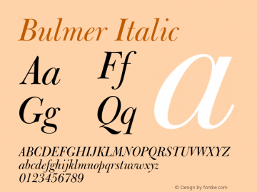 Bulmer Italic 003.001 Font Sample