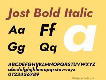 Jost Bold Italic Version 3.710图片样张