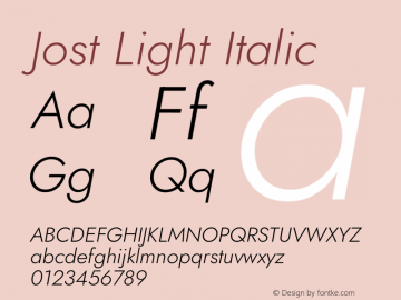 Jost Light Italic Version 3.710图片样张