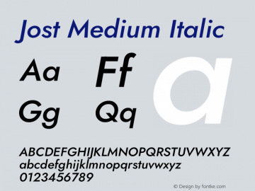 Jost Medium Italic Version 3.710图片样张