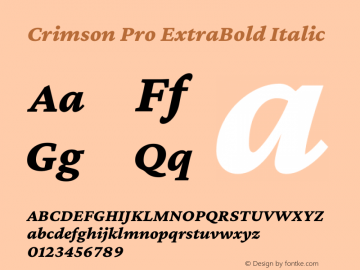 Crimson Pro ExtraBold Italic Version 1.003图片样张