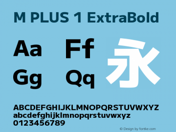 M PLUS 1 ExtraBold Version 1.001图片样张