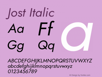 Jost Italic Version 3.710图片样张