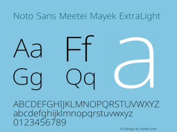 Noto Sans Meetei Mayek ExtraLight Version 2.002图片样张