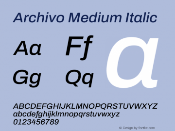 Archivo Medium Italic Version 2.001图片样张