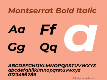 Montserrat Bold Italic Version 8.000图片样张