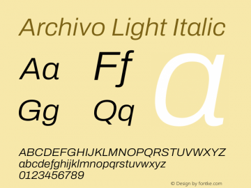 Archivo Light Italic Version 2.001图片样张
