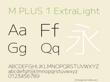 M PLUS 1 ExtraLight Version 1.001图片样张