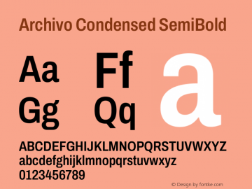 Archivo Condensed SemiBold Version 2.001图片样张