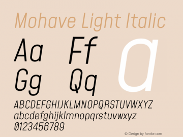 Mohave Light Italic Version 2.003图片样张