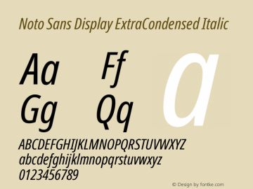 Noto Sans Display ExtraCondensed Italic Version 2.003图片样张