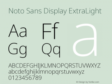 Noto Sans Display ExtraLight Version 2.003图片样张