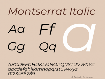 Montserrat Italic Version 8.000图片样张