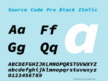 Source Code Pro Black Italic Version 1.016;hotconv 1.0.116;makeotfexe 2.5.65601图片样张