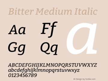 Bitter Medium Italic Version 2.002图片样张