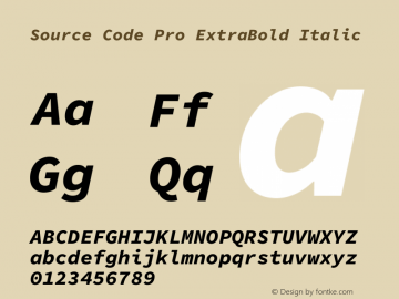 Source Code Pro ExtraBold Italic Version 1.016;hotconv 1.0.116;makeotfexe 2.5.65601图片样张