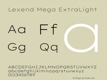 Lexend Mega ExtraLight Version 1.007图片样张