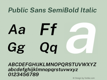 Public Sans SemiBold Italic Version 2.001图片样张