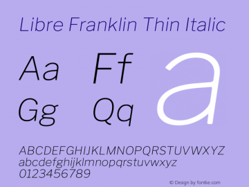 Libre Franklin Thin Italic Version 2.000图片样张