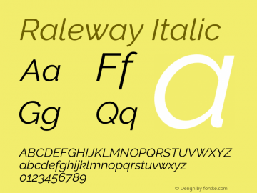 Raleway Italic Version 4.026图片样张