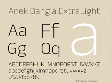 Anek Bangla ExtraLight Version 1.003图片样张