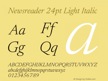Newsreader 24pt Light Italic Version 1.003图片样张