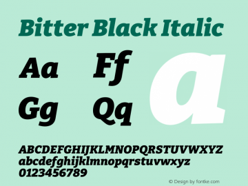 Bitter Black Italic Version 2.002图片样张